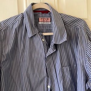 XL Thomas pink button down striped shirt